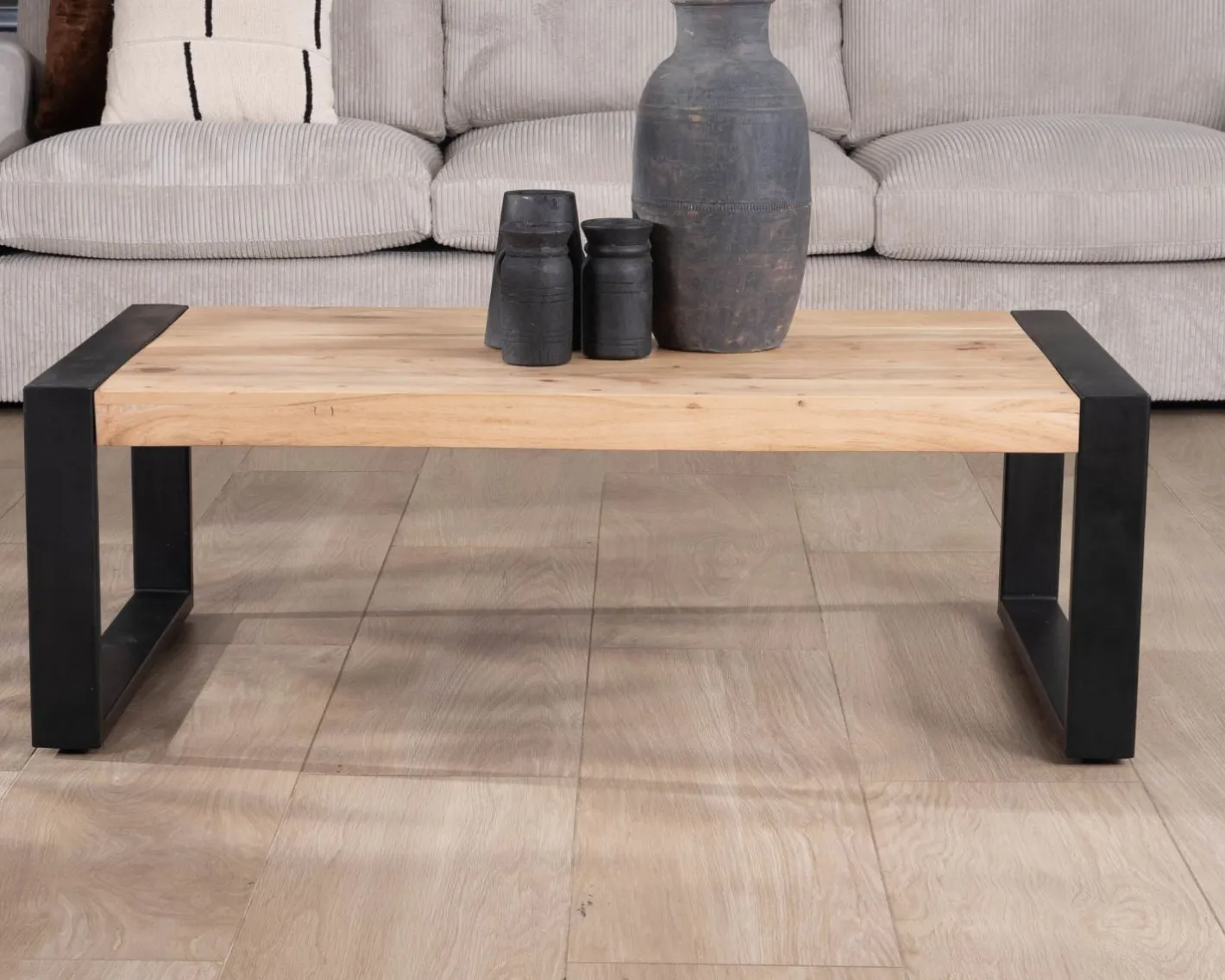 Outlet Table basse rectangle de style industriel métal et bois "Montréal" Table Basse Rectangulaire