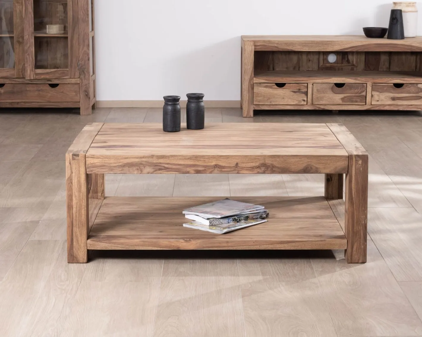 Online Table basse rectangle à double plateau "Kalanohé" en palissandre Table Basse Rectangulaire