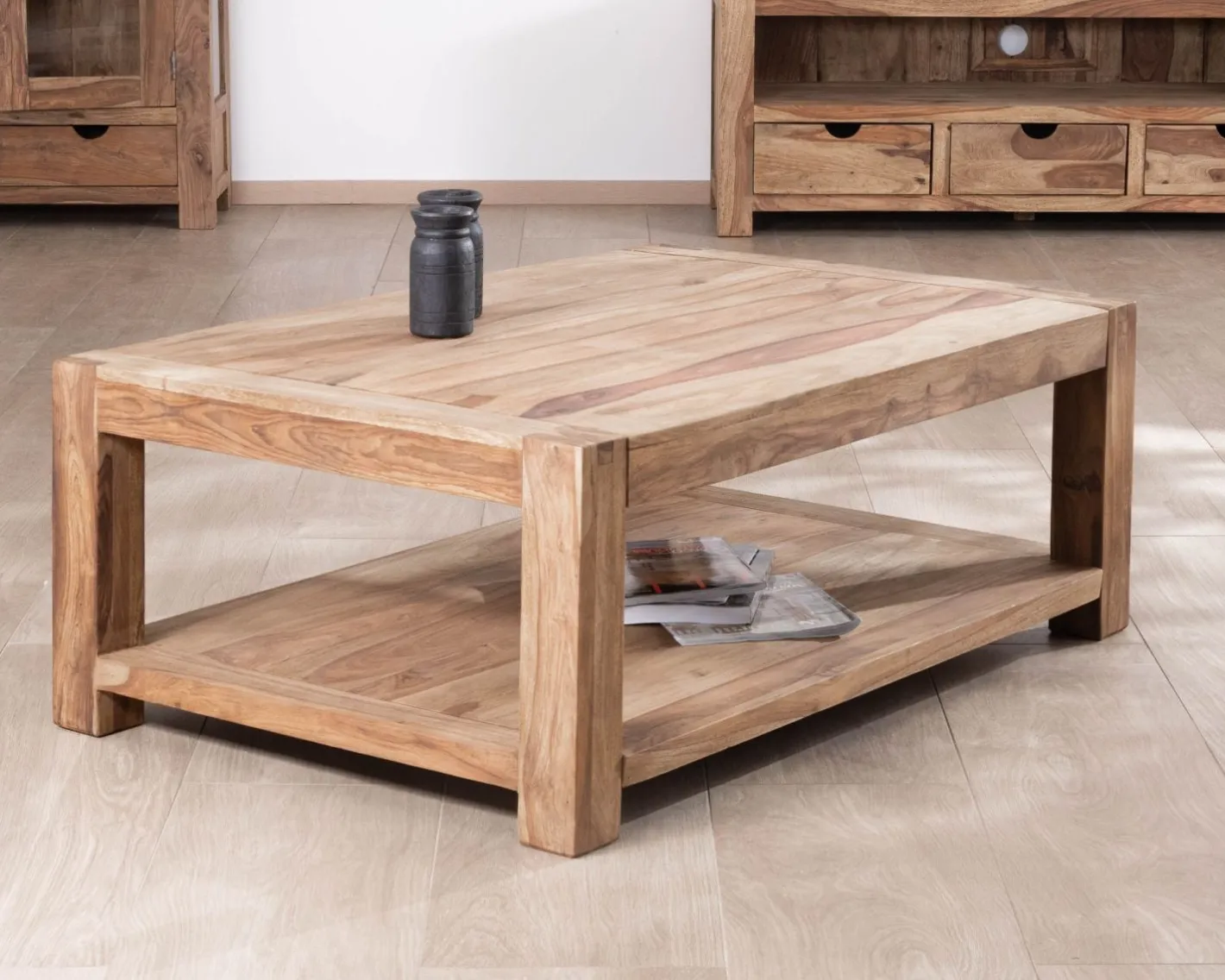 Online Table basse rectangle à double plateau "Kalanohé" en palissandre Table Basse Rectangulaire