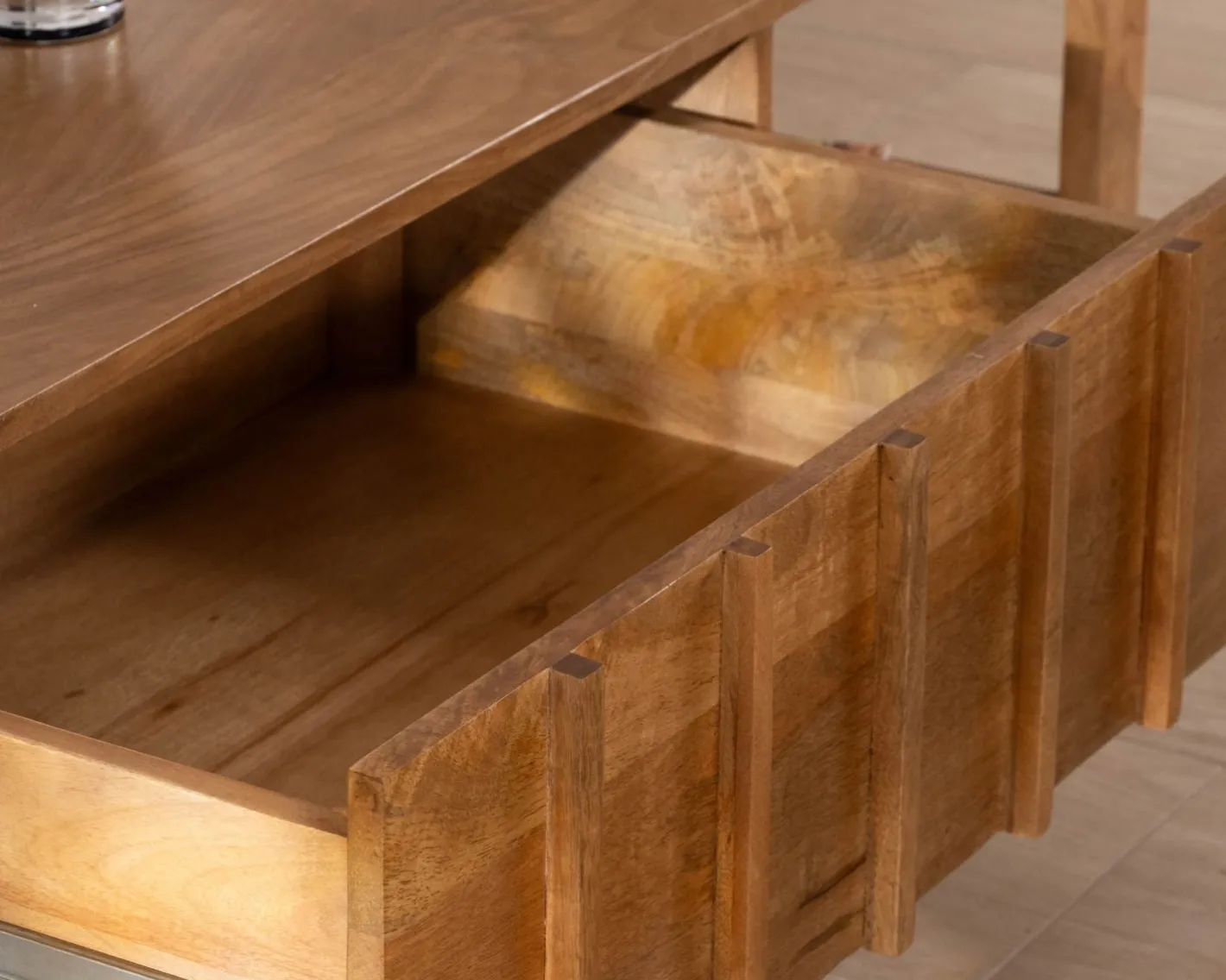 Table basse rectangulaire esprit zen en manguier naturel "Sicaly" Table Basse Rectangulaire