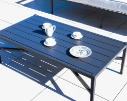 Sale Table basse rectangulaire style classique chic en aluminium "Chambord" Table Basse Rectangulaire