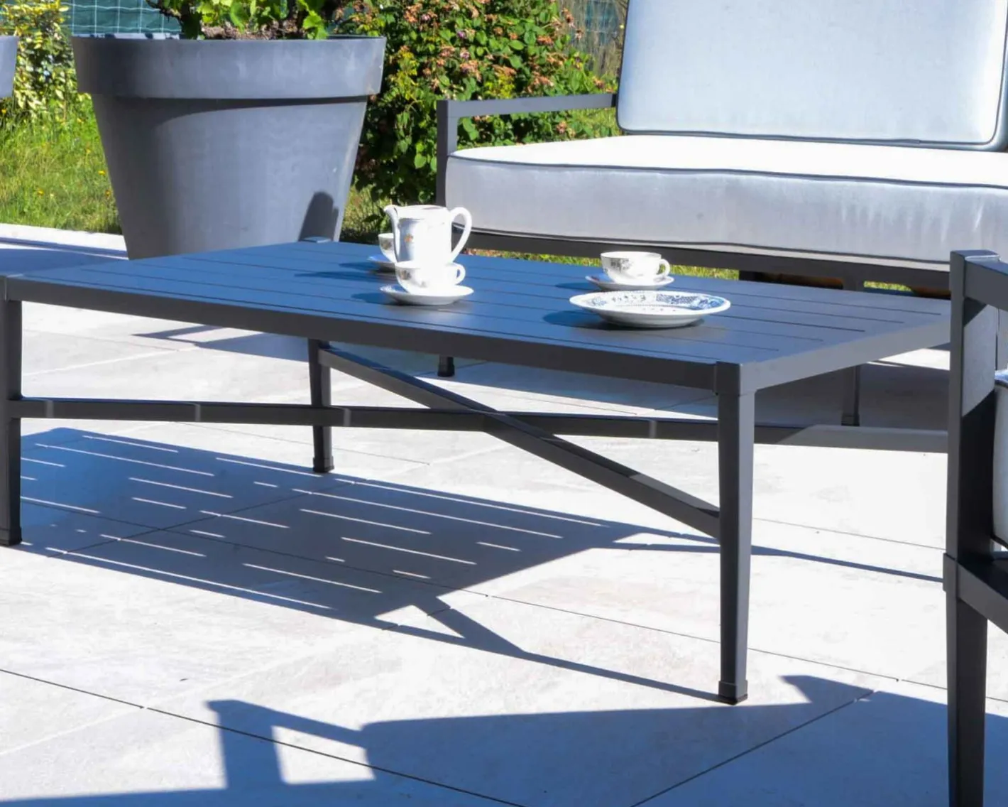 Sale Table basse rectangulaire style classique chic en aluminium "Chambord" Table Basse Rectangulaire