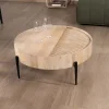 New Table basse ronde avec plateau pivotant en cannage "Loopie" diamètre 80 cm Table Basse Ovale Ou Ronde