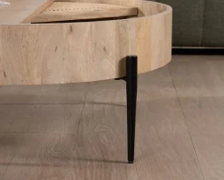 New Table basse ronde avec plateau pivotant en cannage