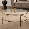 Online Table basse ronde 90 cm en laiton doré et plateau verre "Gilt Antique" style contemporain chic Table Basse Ovale Ou Ronde