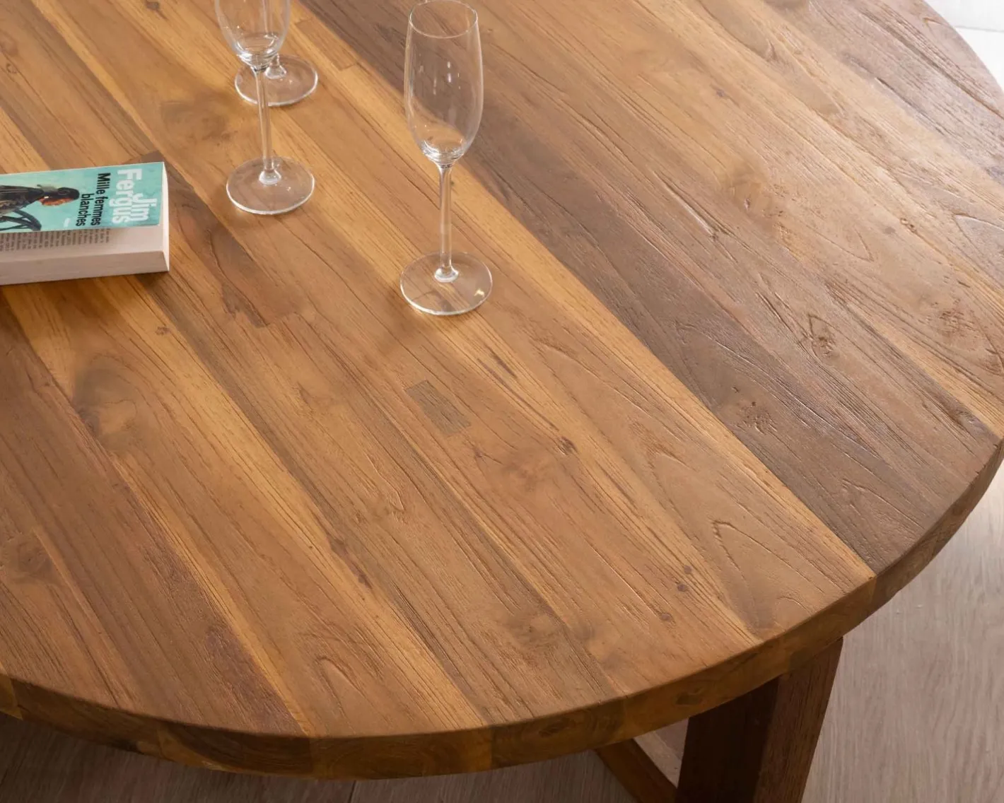 Outlet Table basse ronde 110 cm en teck "Balanka" Table Basse Ovale Ou Ronde