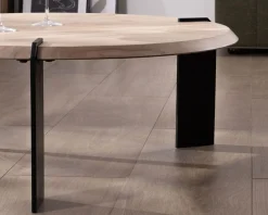Outlet Table basse ronde design en acacia et 3 pieds métal noir "Shelley" Table D'Appoint|Table Basse Ovale Ou Ronde