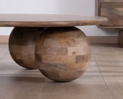 Discount Table basse ronde design épuré et organique en manguier massif "Oxyma" Table Basse Ovale Ou Ronde