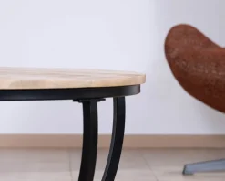 Clearance Table basse ronde double plateau en manguier massif et structure métal noir 