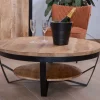 Hot Table basse ronde en manguier massif et métal "Andy" diam. 90cm Table Basse Ovale Ou Ronde