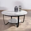 Online Table basse ronde en terrazzo blanc et métal noir "Galatée" Table Basse Ovale Ou Ronde