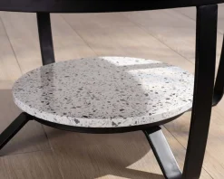 Online Table basse ronde en terrazzo blanc et métal noir