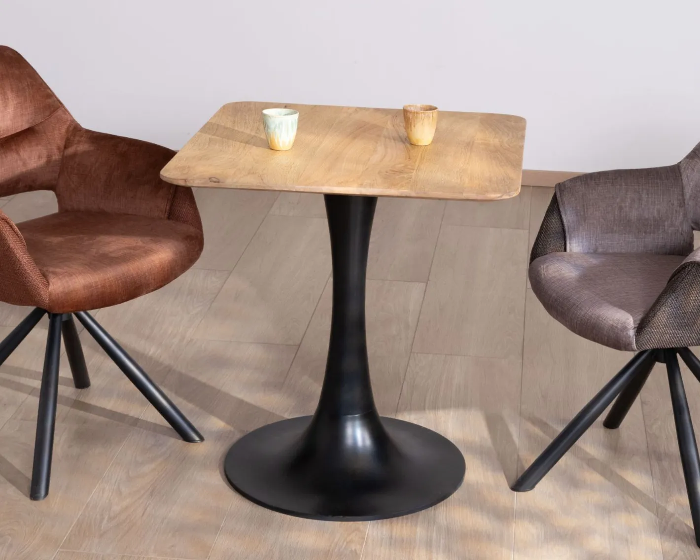 Hot Table carrée esprit bistrot en manguier naturel "Piccadilly" 70 cm Table À Manger Carrée