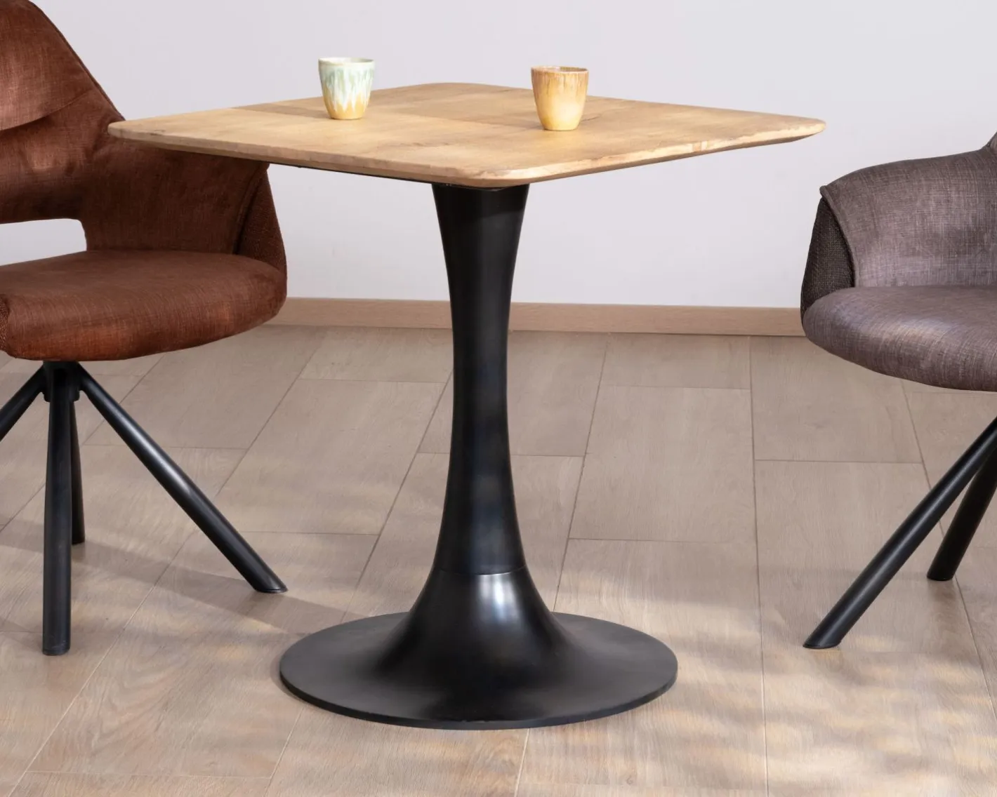 Hot Table carrée esprit bistrot en manguier naturel "Piccadilly" 70 cm Table À Manger Carrée