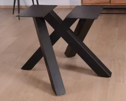 Sale Table carrée 150x150 cm acacia naturel massif et métal noir "Baillif" Table À Manger Carrée