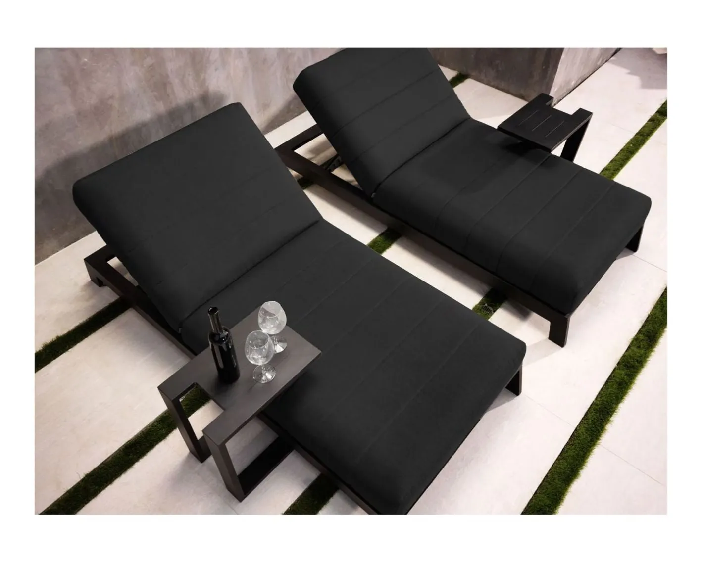 Sale Table d'appoint design en aluminium gris anthracite "Lazy Beach" Table Basse Rectangulaire