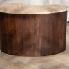 New Table d'appoint design en travertin et manguier "Archipel" forme naturelle Bout De Canapé|Table D'Appoint