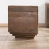 Outlet Table d'appoint triangulaire en bois recyclé et plateau marbre blanc "Mood" Table D'Appoint