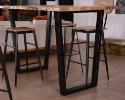 Online Table de bar 150x90 métal et acacia massif naturel 