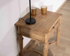 Outlet Table de chevet en manguier naturel massif style classique "Legacy" Bout De Canapé|Table D'Appoint