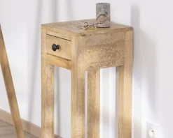 Clearance Table de chevet haute ou sellette avec 1 tiroir "Manoha" en manguier H 70 cm Bout De Canapé|Table D'Appoint
