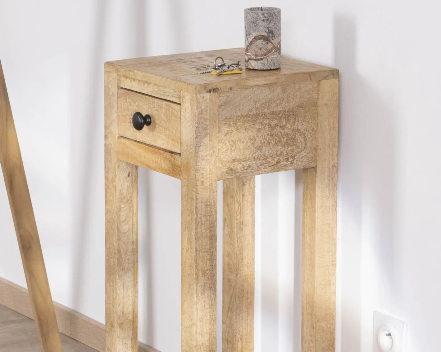 Clearance Table de chevet haute ou sellette avec 1 tiroir "Manoha" en manguier H 70 cm Bout De Canapé|Table D'Appoint