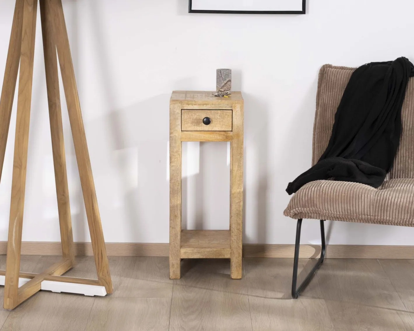 Clearance Table de chevet haute ou sellette avec 1 tiroir "Manoha" en manguier H 70 cm Bout De Canapé|Table D'Appoint