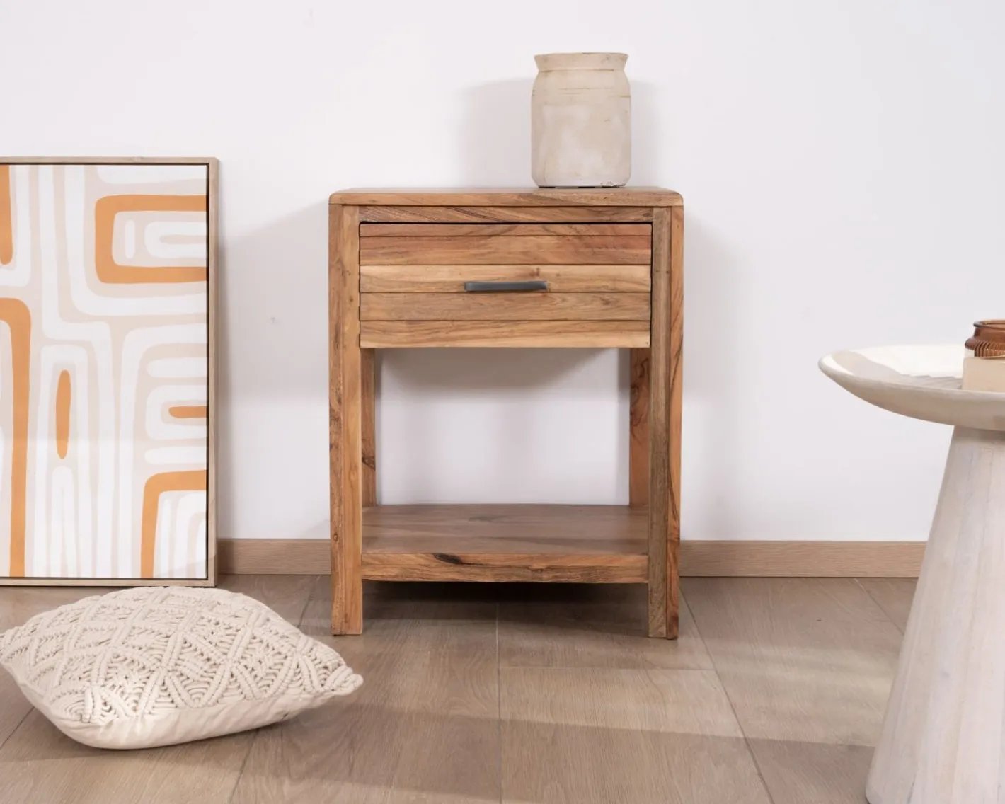 Clearance Table de chevet ou d'appoint en acacia avec tiroir "Conoa" Table D'Appoint