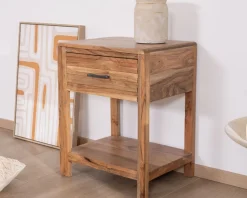 Clearance Table de chevet ou d'appoint en acacia avec tiroir