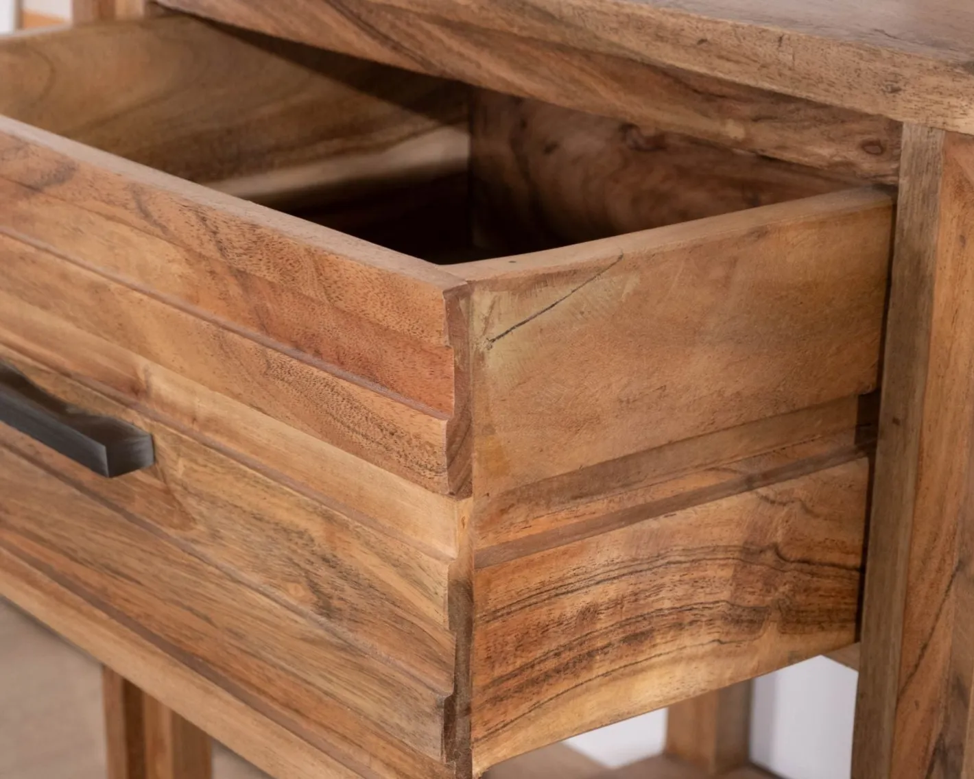Clearance Table de chevet ou d'appoint en acacia avec tiroir "Conoa" Table D'Appoint