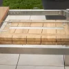 Table de jardin extensible 160 à 220 cm design contemporain "Melta" en teck et acier inoxydable Table À Manger Carrée