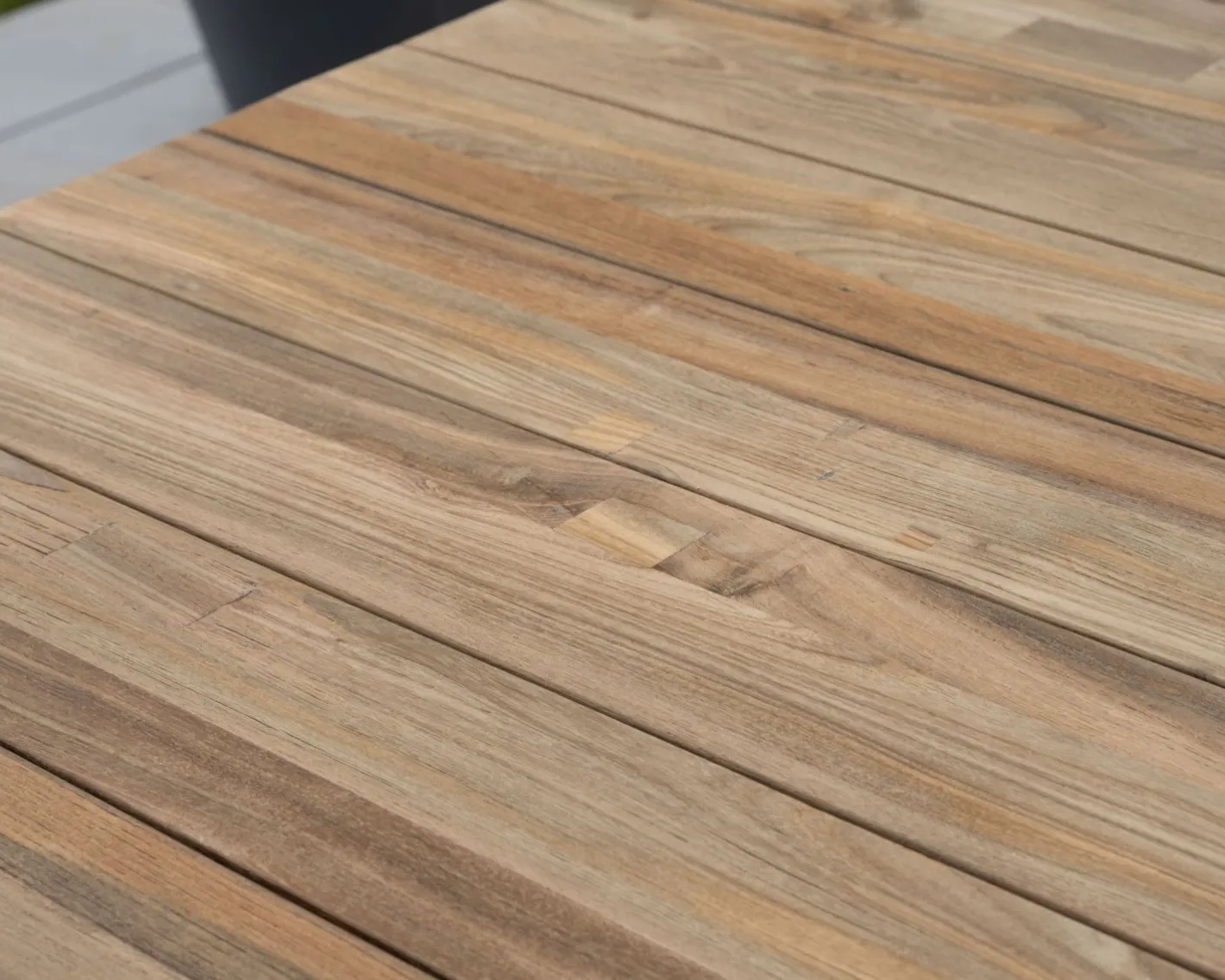 Table de jardin extensible 160 à 220 cm design contemporain "Melta" en teck et acier inoxydable Table À Manger Carrée