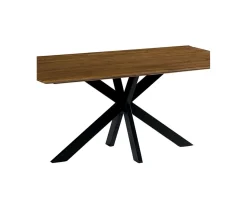 Outlet Table de repas avec pieds mikado et plateau en teck 180 cm "Copley" Table À Manger Rectangulaire