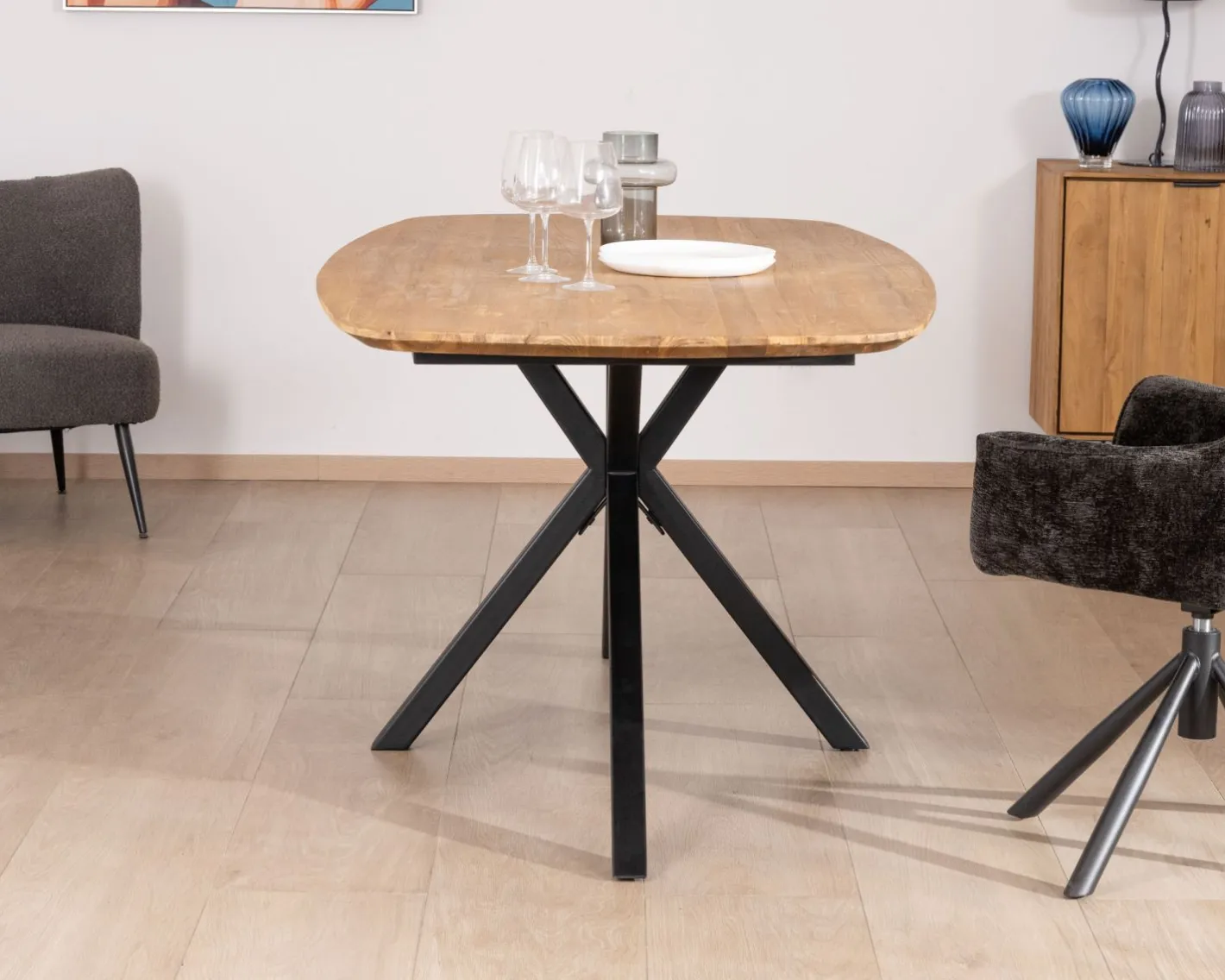 Hot Table de repas bateau en teck recyclé et pieds mikado "Bahia" 200 cm Table À Manger Rectangulaire