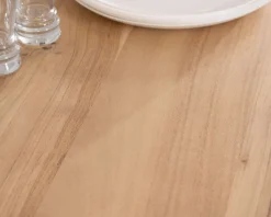 Discount Table de repas carrée 120 cm en acacia et pieds croix métal 