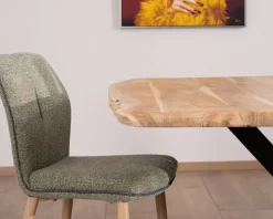 Discount Table de repas carrée 120 cm en acacia et pieds croix métal 
