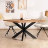Online Table de repas carrée en teck pied métal 130 cm "Zenia" Table À Manger Carrée