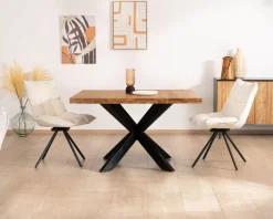 Online Table de repas carrée en teck pied métal 130 cm