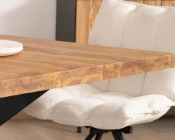 Online Table de repas carrée en teck pied métal 130 cm
