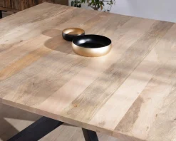 Hot Table de repas carrée extensible style industriel manguier et métal