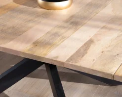 Table de repas carrée 120x120cm style industriel manguier et métal