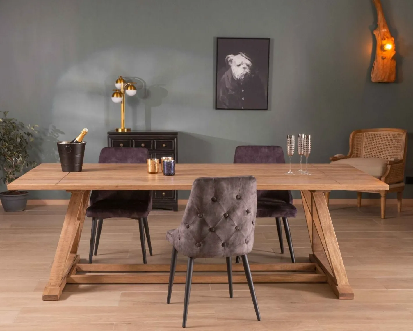 Best Table de repas 240cm "Asia" bois massif et plateau rectangulaire Table À Manger Rectangulaire
