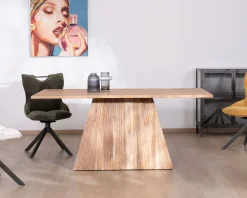 Clearance Table de repas 175 cm design "Elki" en acacia avec pied central Table À Manger Rectangulaire