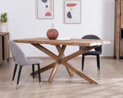 New Table de repas 180 cm plateau naturel et pieds croix