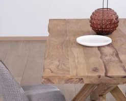 New Table de repas 180 cm plateau naturel et pieds croix