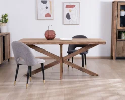 New Table de repas 180 cm plateau naturel et pieds croix