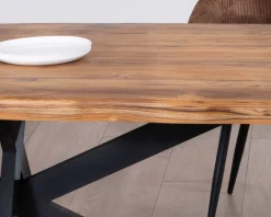 Discount Table de repas contemporaine en bois 200 cm "Olonie" pieds croisés en métal Table À Manger Rectangulaire