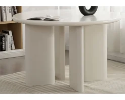 Outlet Table de repas contemporaine ronde 120 cm coloris crème "Odyna" Table À Manger Ronde Ou Ovale