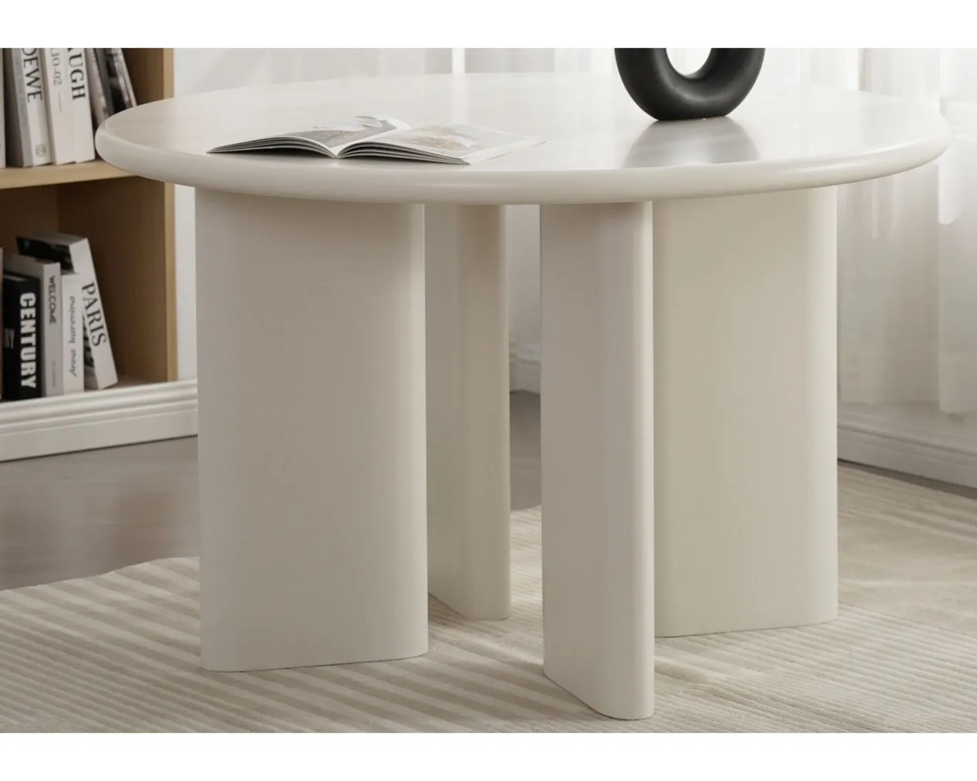 Outlet Table de repas contemporaine ronde 120 cm coloris crème "Odyna" Table À Manger Ronde Ou Ovale