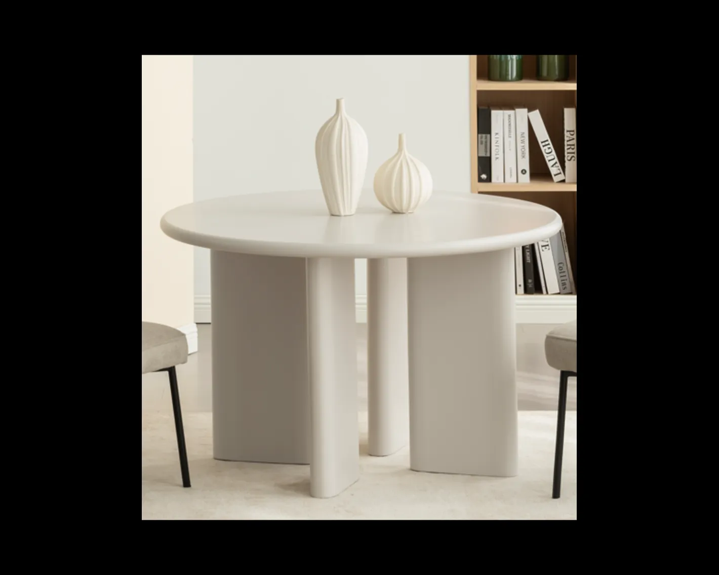 Outlet Table de repas contemporaine ronde 120 cm coloris crème "Odyna" Table À Manger Ronde Ou Ovale
